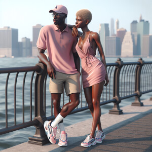 3D image of an attractive African American couple as they stand...