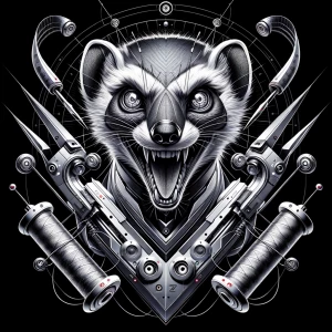 “A highly detailed logo of an anthropomorphic mongoose with a wi...