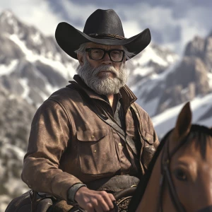 Generate an 8K UHD photorealistic image of a mature Caucasian ma...