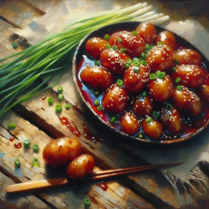 Create an impressionist painting of traditional Korean Gamja Jor...
