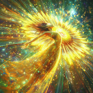 hyper realistic female goddess soul transformation spinning thro...