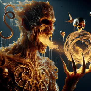 Create an image of an imposing vampire with a skin texture that...