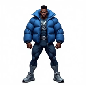 A frontal T pose full body concept illustration of A powerful bl...