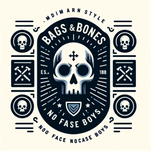 Create a logo with the name "Baggs&Bones" at the top and the tag...