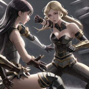 Beautiful young woman, epic battle