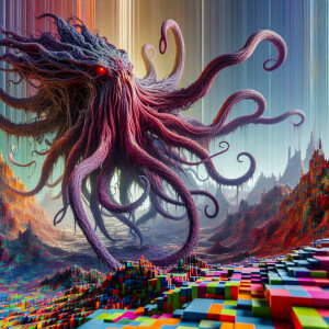In a world of distorted reality, a tentacled monstrosity looms o...
