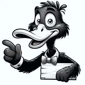 Даффи ДАк из Луни тьюз с табличкой