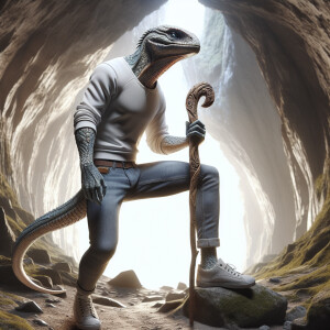 Create a detailed digital artwork showcasing an anthropomorphic...