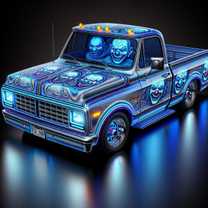 1983 C10 truck  with UV-reflective iridescence, evoking a sense...