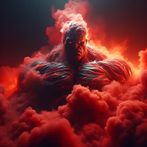 Red Fire smoke, Red hulk, muscular body, giant size, 4k,