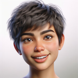 Create an image of a beautiful short hair putter rican, cheeky and cute