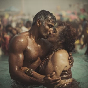 Hyperrealism photo painting combination.a indian criminal sweat...