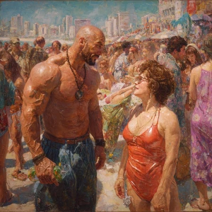 A muscular, beefy, sweaty, dangerous criminal American man conve...