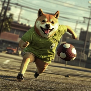 DOGE meme..with PEPE meme playing in football, in GTA San Andrea...