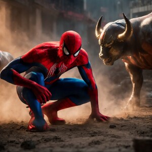 Create an 3d animated scene featuring Spider-Man in a tense show...