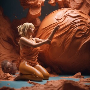 (masterpiece), anime, clayface, clay creatures, thick clay, blon...