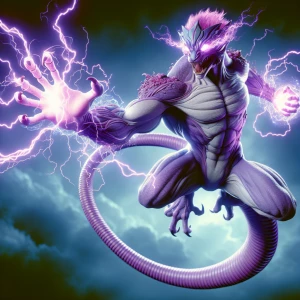 Create an image of Mewtwo, the genetically engineered psychic-ty...