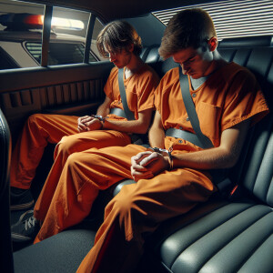 ultra realistic image, hands behind back, two male Caucasians, a...