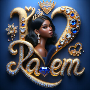 VCraft a 3-D image showcasing the name 'KAREN' in a luxurious go...