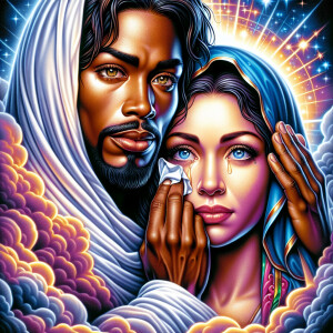 Ensure that the image distinctly represents both Jesus Christ an...