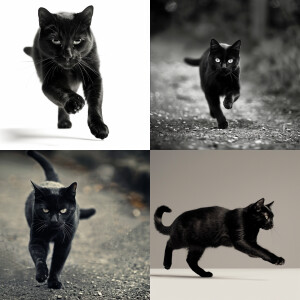 Black cat running