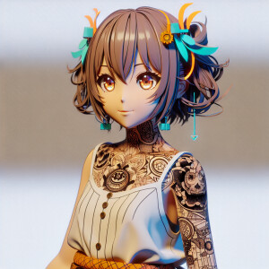 anime girl with tattoo