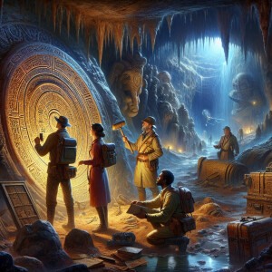 "Illustrate a moment of awe-inspiring discovery deep within an a...