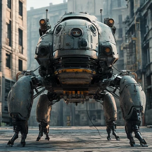 A tank with mechanoid legs instead of treads with nuclear icbm m...