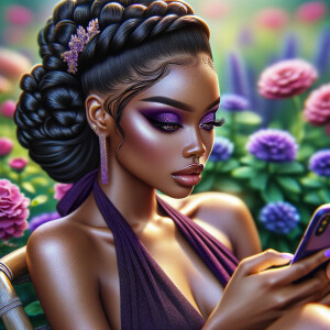 digital painting of a beautiful african american woman. She has...