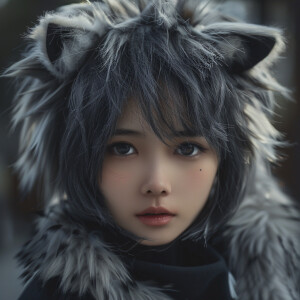 Simple and clean, asian girl, wolf cut hair , cool scene, photos...