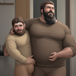 Hyper realistic human man with thick brown with beard and long b...