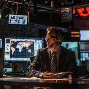 High resolution. Meteorologist reports weather on tv!