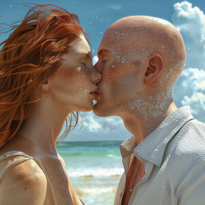 A photorealistic high resolution image. Light ginger haired fema...