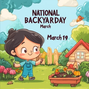 cartoon style image; primary banner states “NATIONAL BACKYARD DA...