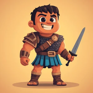 A cartoon character designed with a large, exaggerated smiling f...