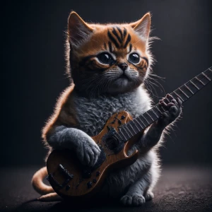 Cat playing guitar