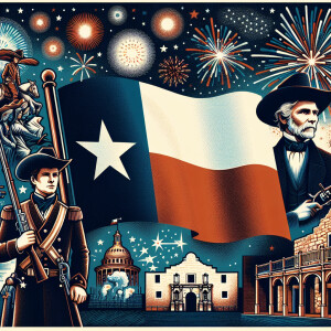 Create an image celebrating Texas Independence Day, featuring th...