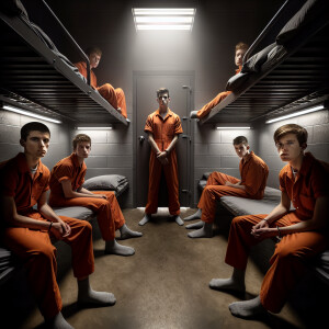 Four Caucasian Males, who vary in age from 13 to 14 years old an...