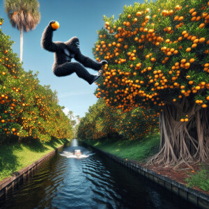 Create an image of a hairy humanoid creature resembling Bigfoot...