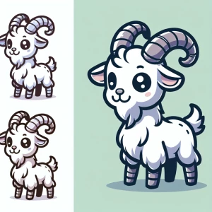 A vector line goat cartoon character for a mobile game concept.
