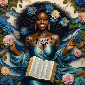 Create an image of an ultra-light-skinned African-American woman...