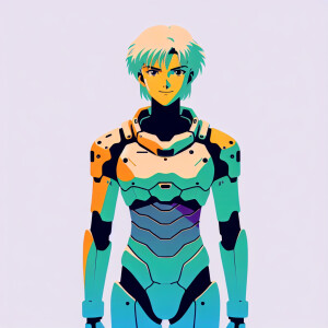 1990s anime screencap, girl a plugsuit, standing with hands on h...