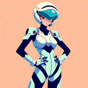 1990s anime screencap, girl a plugsuit, standing with hands on h...