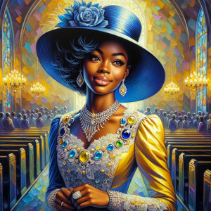 A spiritually enriching illustration portrays an African America...