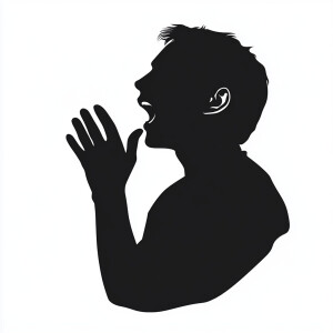 Design a black silhouette depicting the side profile of an indiv...