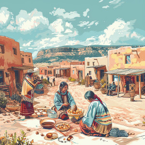 Create an image that represents the Navajo Culture for a colorin...