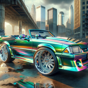 1992 Ford mustang ,convertible , candy indiresent metallic green...