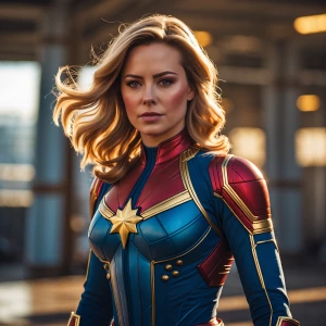 Captain Marvel in her new invisible outfit.