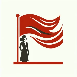 I need a logo with a red flag and a woman