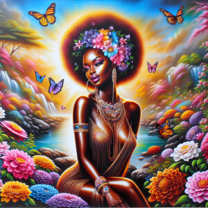 a beautifully african american woman, more like a goddess, in a...